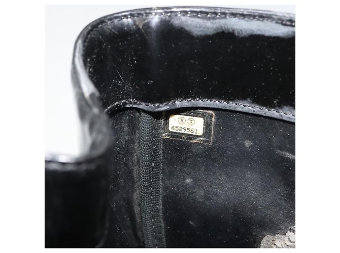 Borsa Tote a catena CHANEL Vernice Nera Argento CC Auth BA14897 Nero - vista 12