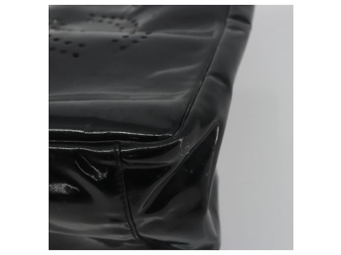 Borsa Tote a catena CHANEL Vernice Nera Argento CC Auth BA14897 Nero - vista 15