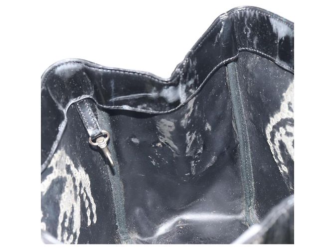 Borsa Tote a catena CHANEL Vernice Nera Argento CC Auth BA14897 Nero - vista 17