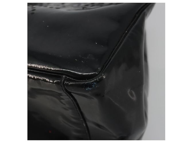 Borsa Tote a catena CHANEL Vernice Nera Argento CC Auth BA14897 Nero - vista 9