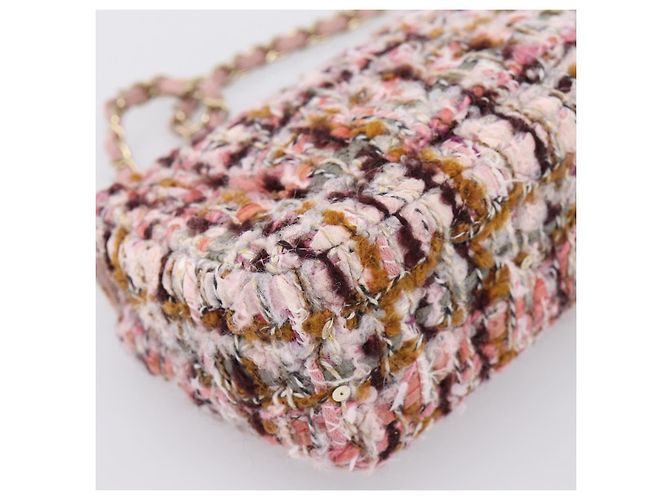 Borsa a tracolla CHANEL Matelasse 20 in tweed rosa con catena e CC tono oro Auth BA148111SM - vista 16