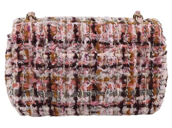 Borsa a tracolla CHANEL Matelasse 20 in tweed rosa con catena e CC tono oro Auth BA148111SM - vista 2