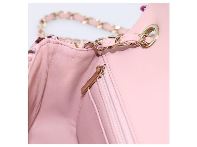 Borsa a tracolla CHANEL Matelasse 20 in tweed rosa con catena e CC tono oro Auth BA148111SM - vista 20