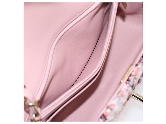 Borsa a tracolla CHANEL Matelasse 20 in tweed rosa con catena e CC tono oro Auth BA148111SM - vista 21