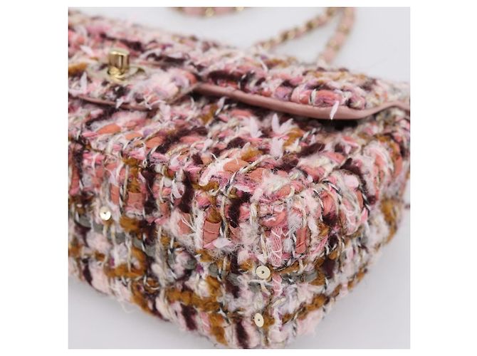 Borsa a tracolla CHANEL Matelasse 20 in tweed rosa con catena e CC tono oro Auth BA148111SM - vista 9