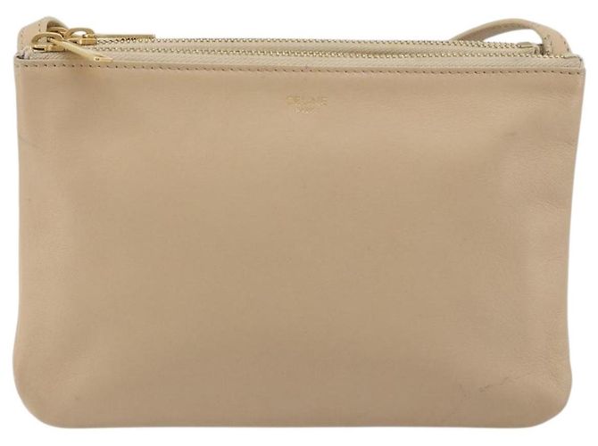 Céline Borsa a tracolla CELINE Trio in pelle beige e oro Auth 198683A D'oro - vista 13