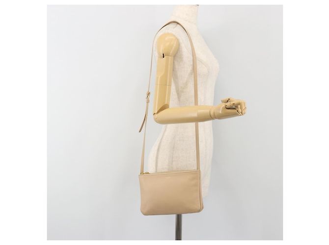 Céline Borsa a tracolla CELINE Trio in pelle beige e oro Auth 198683A D'oro - vista 23
