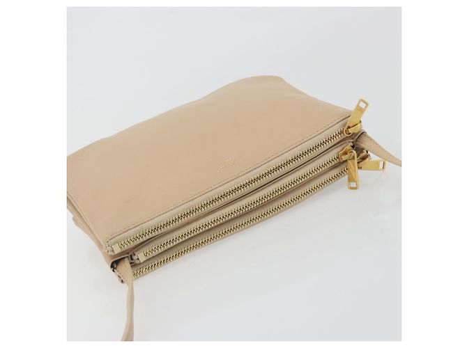 Céline Borsa a tracolla CELINE Trio in pelle beige e oro Auth 198683A D'oro - vista 6