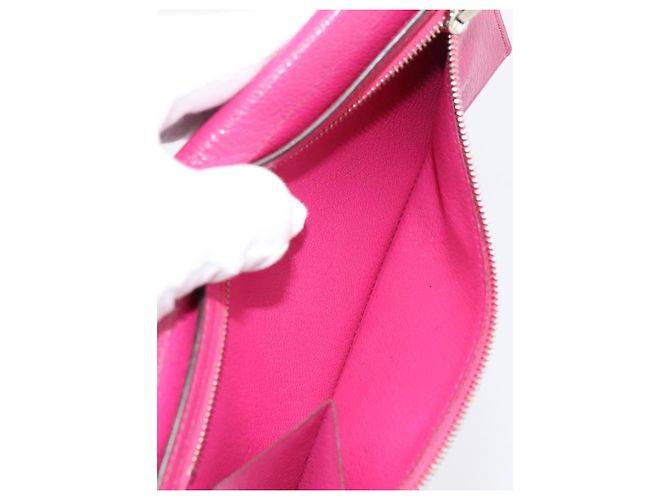 Hermès Portafoglio HERMES Beansufla in pelle rosa argento Auth 198769A - vista 11
