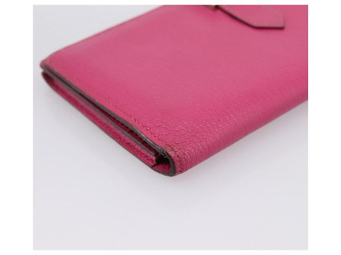Hermès Portafoglio HERMES Beansufla in pelle rosa argento Auth 198769A - vista 14