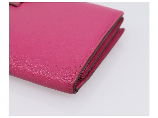 Hermès Portafoglio HERMES Beansufla in pelle rosa argento Auth 198769A - vista 15