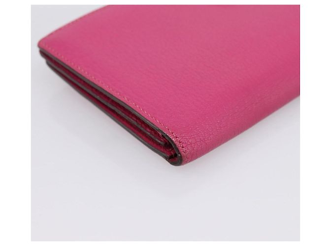 Hermès Portafoglio HERMES Beansufla in pelle rosa argento Auth 198769A - vista 16
