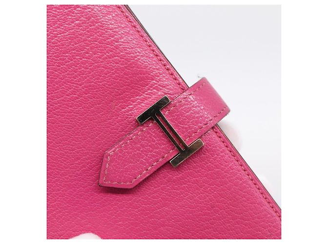 Hermès Portafoglio HERMES Beansufla in pelle rosa argento Auth 198769A - vista 17