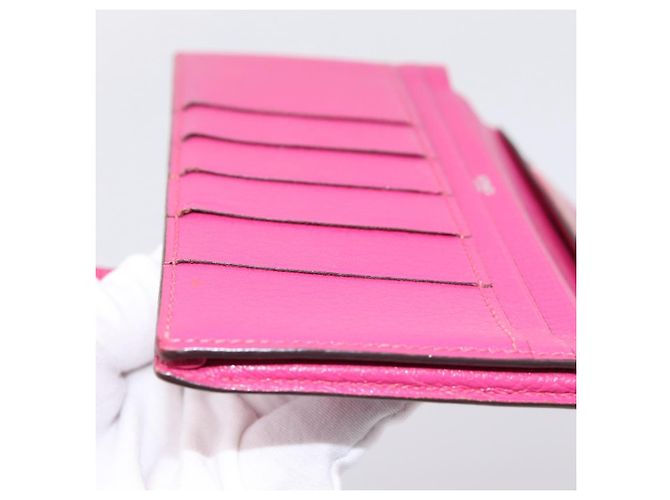 Hermès Portafoglio HERMES Beansufla in pelle rosa argento Auth 198769A - vista 18