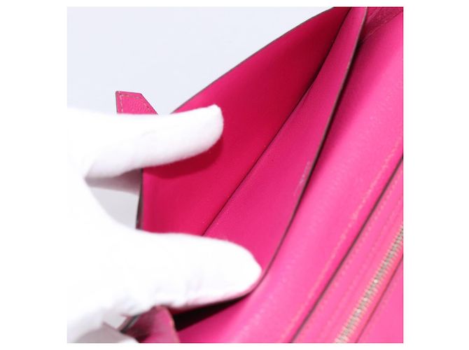 Hermès Portafoglio HERMES Beansufla in pelle rosa argento Auth 198769A - vista 19