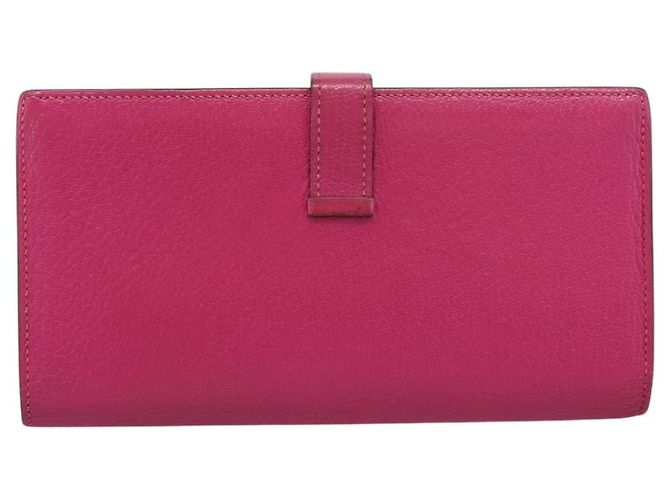 Hermès Portafoglio HERMES Beansufla in pelle rosa argento Auth 198769A - vista 2