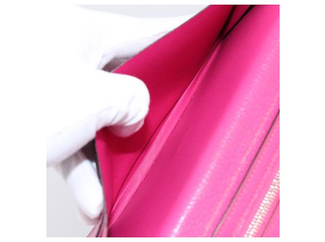 Hermès Portafoglio HERMES Beansufla in pelle rosa argento Auth 198769A - vista 20