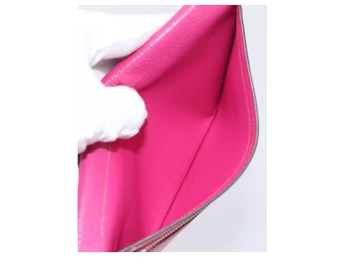 Hermès Portafoglio HERMES Beansufla in pelle rosa argento Auth 198769A - vista 21
