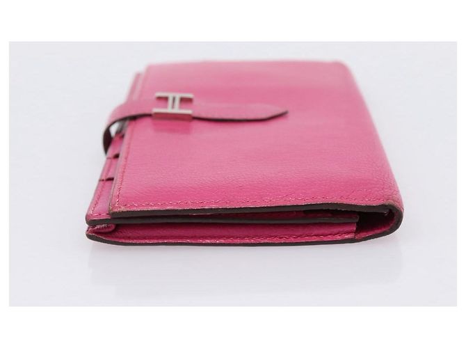 Hermès Portafoglio HERMES Beansufla in pelle rosa argento Auth 198769A - vista 3