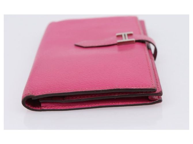 Hermès Portafoglio HERMES Beansufla in pelle rosa argento Auth 198769A - vista 4