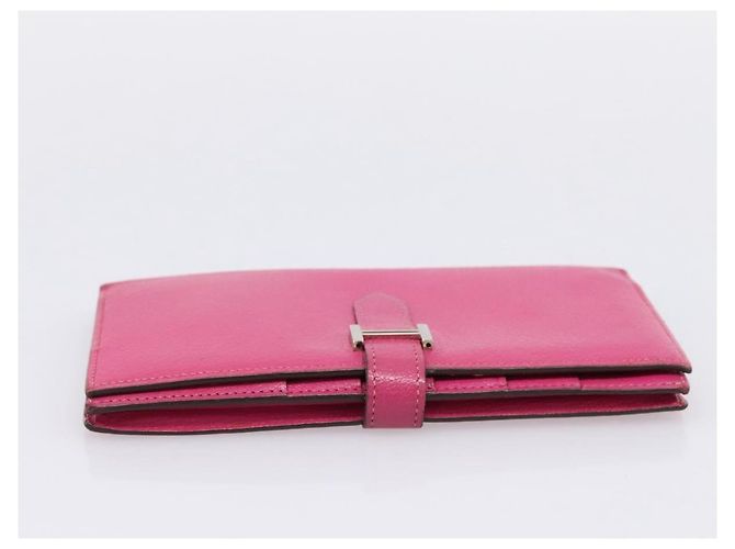 Hermès Portafoglio HERMES Beansufla in pelle rosa argento Auth 198769A - vista 5