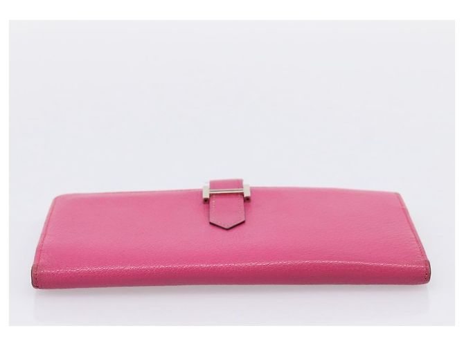 Hermès Portafoglio HERMES Beansufla in pelle rosa argento Auth 198769A - vista 6