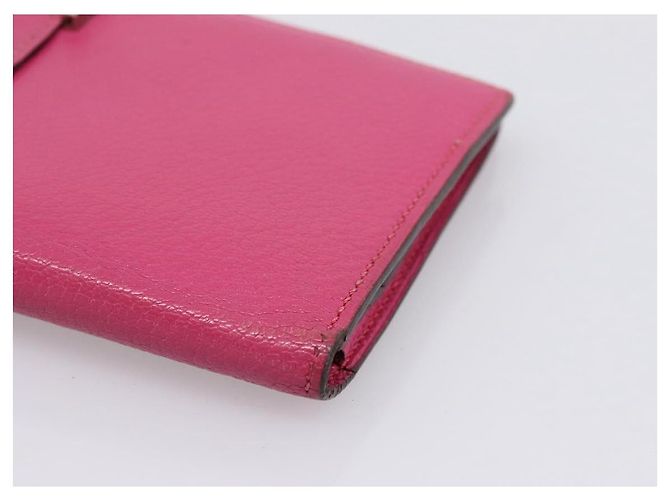 Hermès Portafoglio HERMES Beansufla in pelle rosa argento Auth 198769A - vista 7