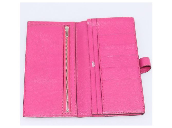 Hermès Portafoglio HERMES Beansufla in pelle rosa argento Auth 198769A - vista 8