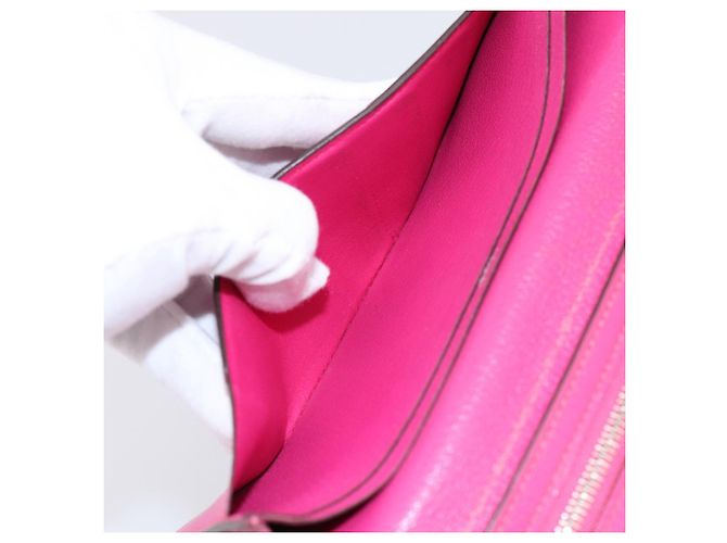 Hermès Portafoglio HERMES Beansufla in pelle rosa argento Auth 198769A - vista 9