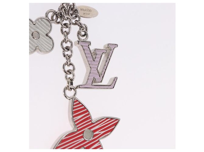 LOUIS VUITTON Bijou Sac Fleur de Epi BB Key Holder metal M64536 LV Auth 198804M Argento - vista 4