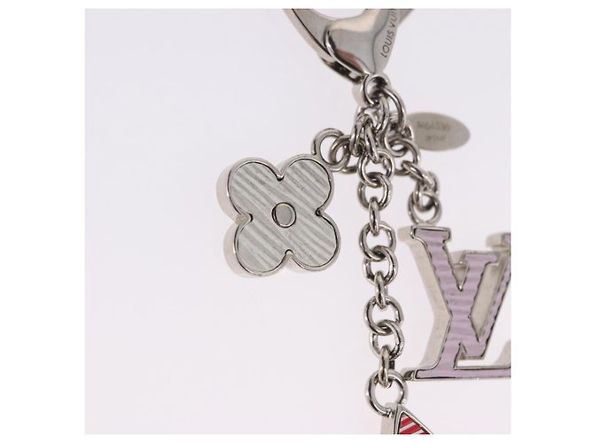 LOUIS VUITTON Bijou Sac Fleur de Epi BB Key Holder metal M64536 LV Auth 198804M Argento - vista 5