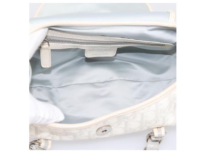 Borsa a Mano Christian Dior Trotter Canvas Romantic PVC Bianco Argento Auth 197513V - vista 10