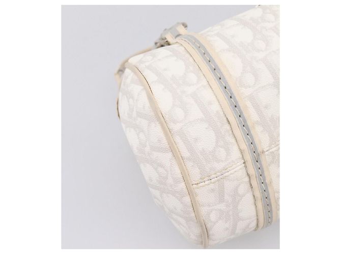 Borsa a Mano Christian Dior Trotter Canvas Romantic PVC Bianco Argento Auth 197513V - vista 14