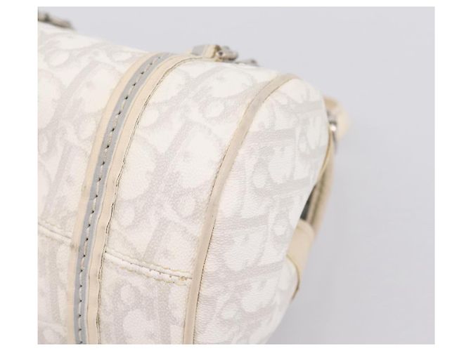 Borsa a Mano Christian Dior Trotter Canvas Romantic PVC Bianco Argento Auth 197513V - vista 15