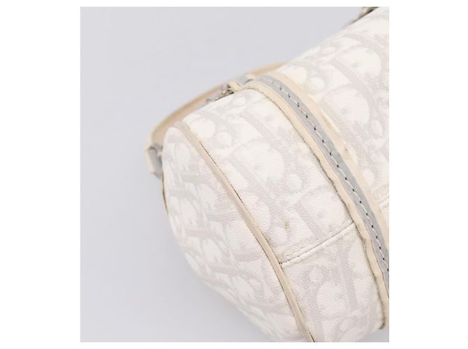 Borsa a Mano Christian Dior Trotter Canvas Romantic PVC Bianco Argento Auth 197513V - vista 16