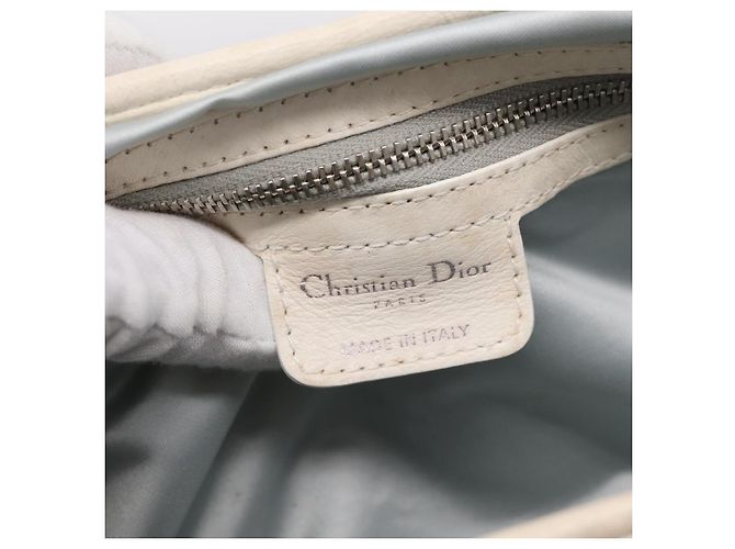 Borsa a Mano Christian Dior Trotter Canvas Romantic PVC Bianco Argento Auth 197513V - vista 18