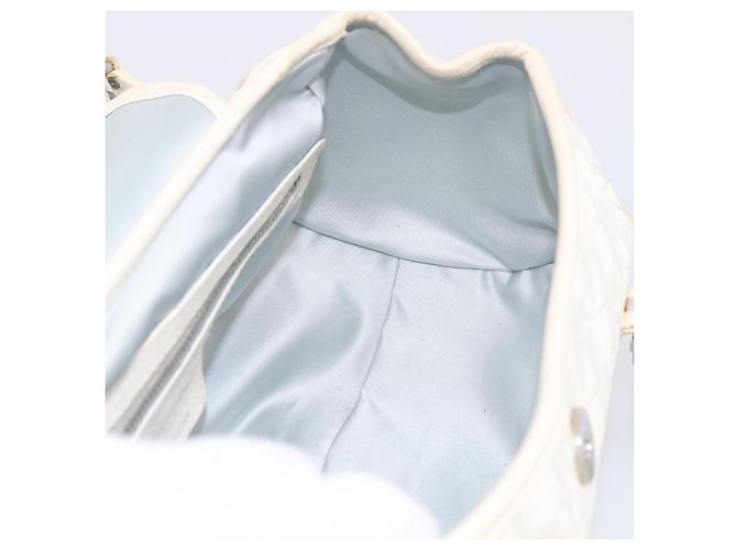 Borsa a Mano Christian Dior Trotter Canvas Romantic PVC Bianco Argento Auth 197513V - vista 19