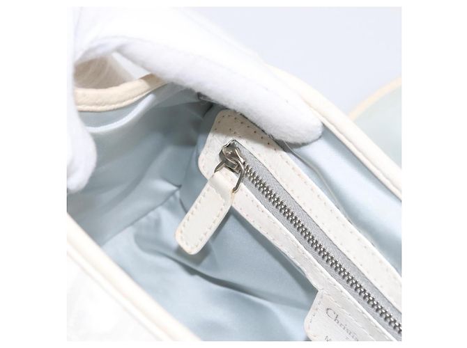 Borsa a Mano Christian Dior Trotter Canvas Romantic PVC Bianco Argento Auth 197513V - vista 21