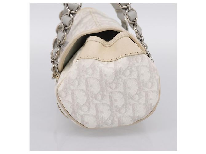 Borsa a Mano Christian Dior Trotter Canvas Romantic PVC Bianco Argento Auth 197513V - vista 4