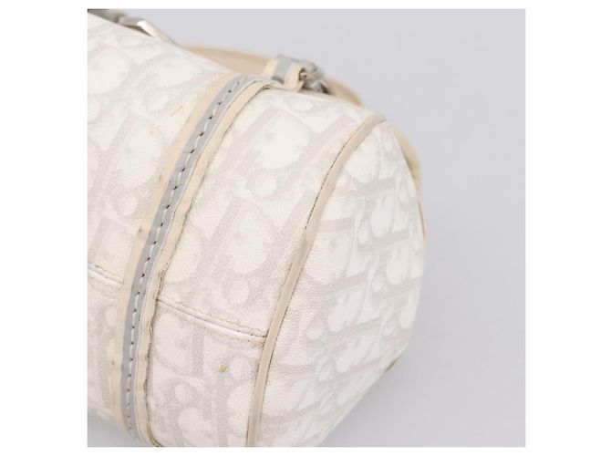Borsa a Mano Christian Dior Trotter Canvas Romantic PVC Bianco Argento Auth 197513V - vista 9