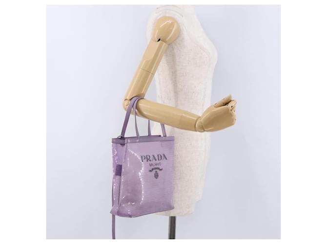 Borsa a mano PRADA Mesh Sequins Purple Silver Auth mr2840 Argento Porpora - vista 17