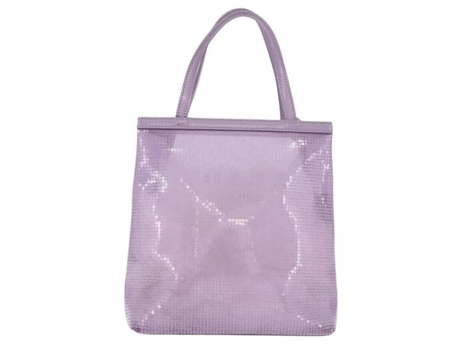 Borsa a mano PRADA Mesh Sequins Purple Silver Auth mr2840 Argento Porpora - vista 3
