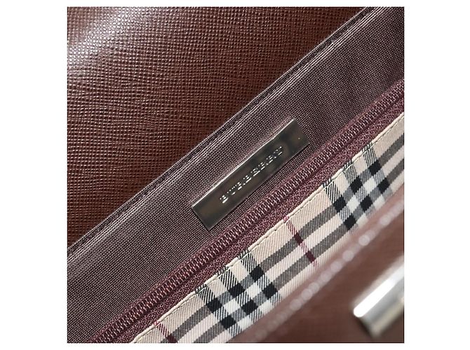 Borsa a mano BURBERRY in pelle marrone argento Auth BA14870A - vista 10