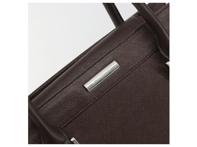 Borsa a mano BURBERRY in pelle marrone argento Auth BA14870A - vista 17