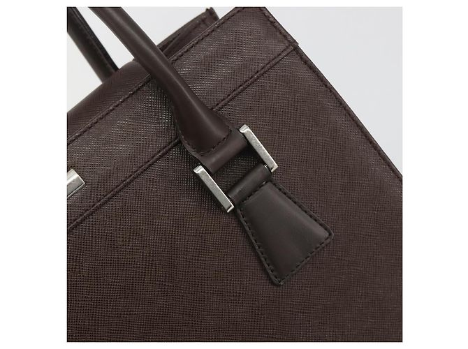 Borsa a mano BURBERRY in pelle marrone argento Auth BA14870A - vista 18
