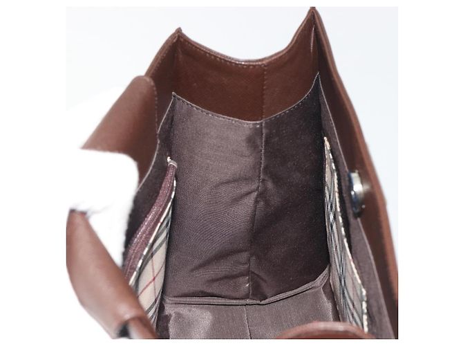 Borsa a mano BURBERRY in pelle marrone argento Auth BA14870A - vista 19