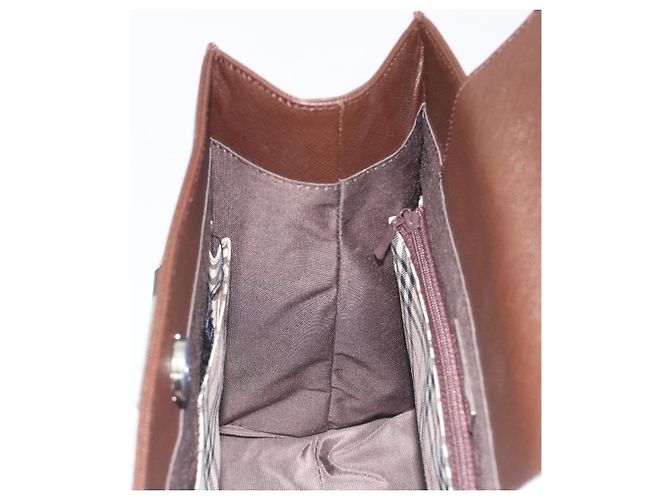 Borsa a mano BURBERRY in pelle marrone argento Auth BA14870A - vista 20