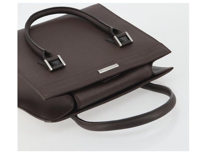 Borsa a mano BURBERRY in pelle marrone argento Auth BA14870A - vista 6