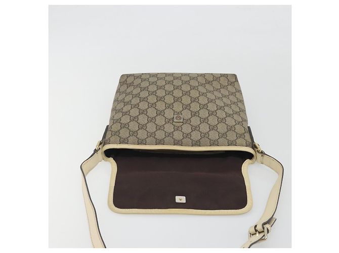 Borsa a tracolla GUCCI GG Supreme PVC Beige Gold 223666 Auth 194327 D'oro - vista 10