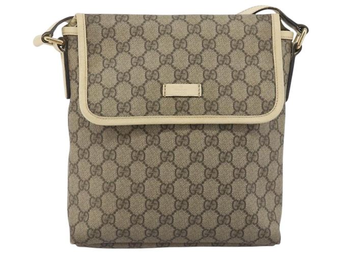 Borsa a tracolla GUCCI GG Supreme PVC Beige Gold 223666 Auth 194327 D'oro - vista 13